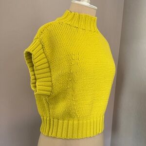Anthropologie The Pippa Sleeveless Mock Neck Lime Crop Sweater by Maeve Size XS